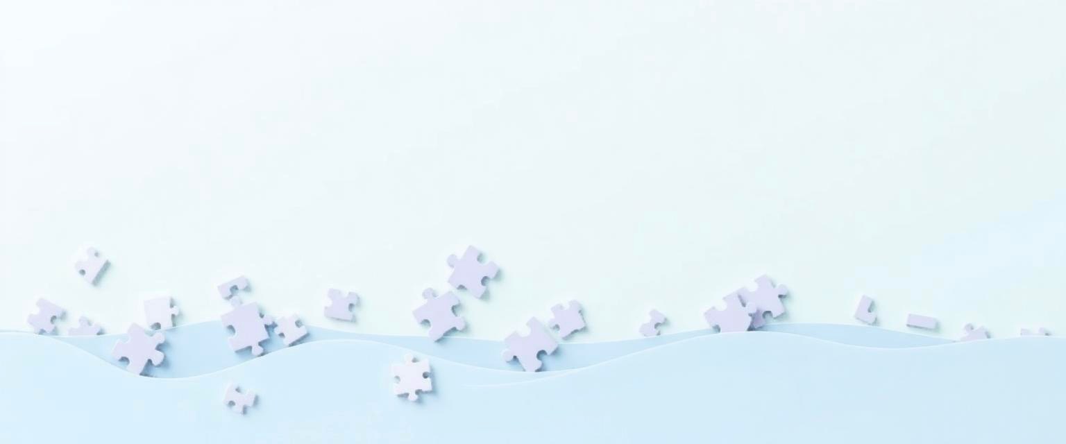 Puzzle pieces drifting like waves — calm