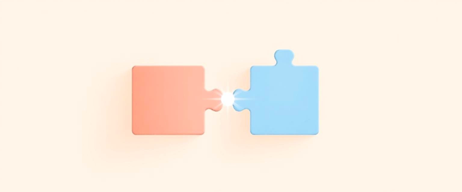 Two puzzle pieces connecting — conversation